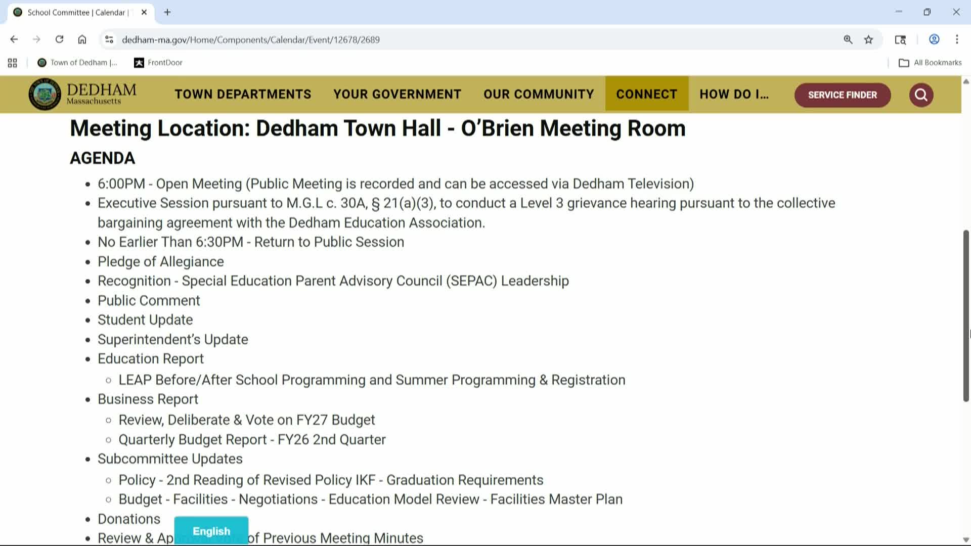 LIVE! SCHOOL COMMITTEE- February 3, 2026