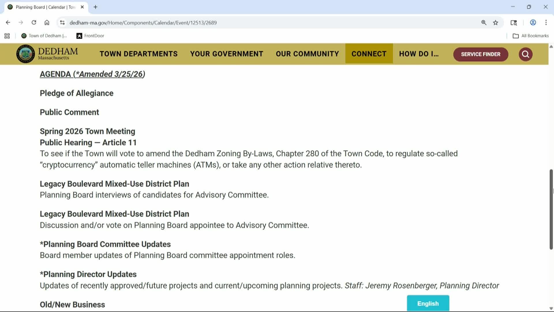 LIVE! PLANNING BOARD - March 25, 2026