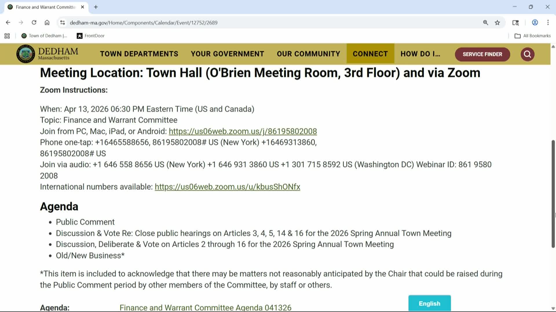 LIVE! FINANCE AND WARRANT - April 13, 2026