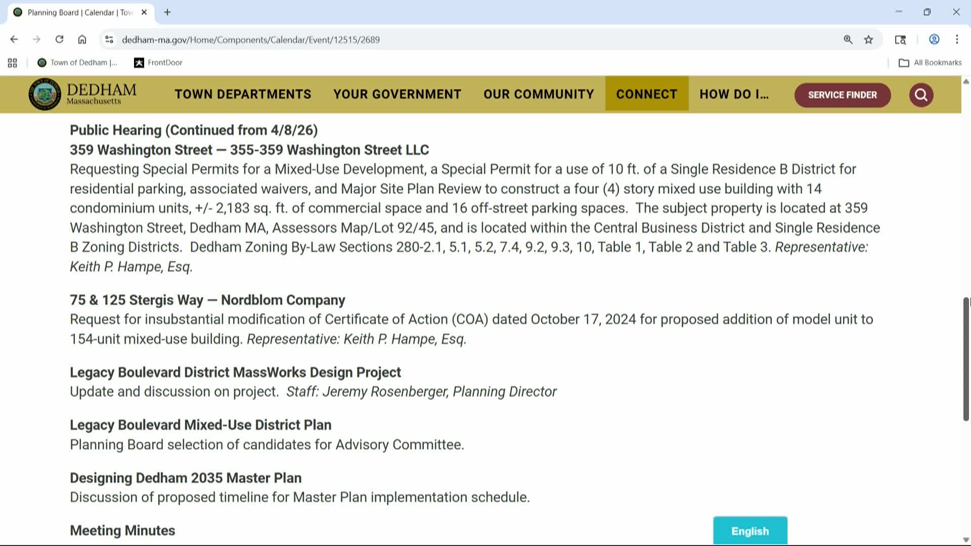 Thumbnail image for LIVE! PLANNING BOARD- April 22, 2026