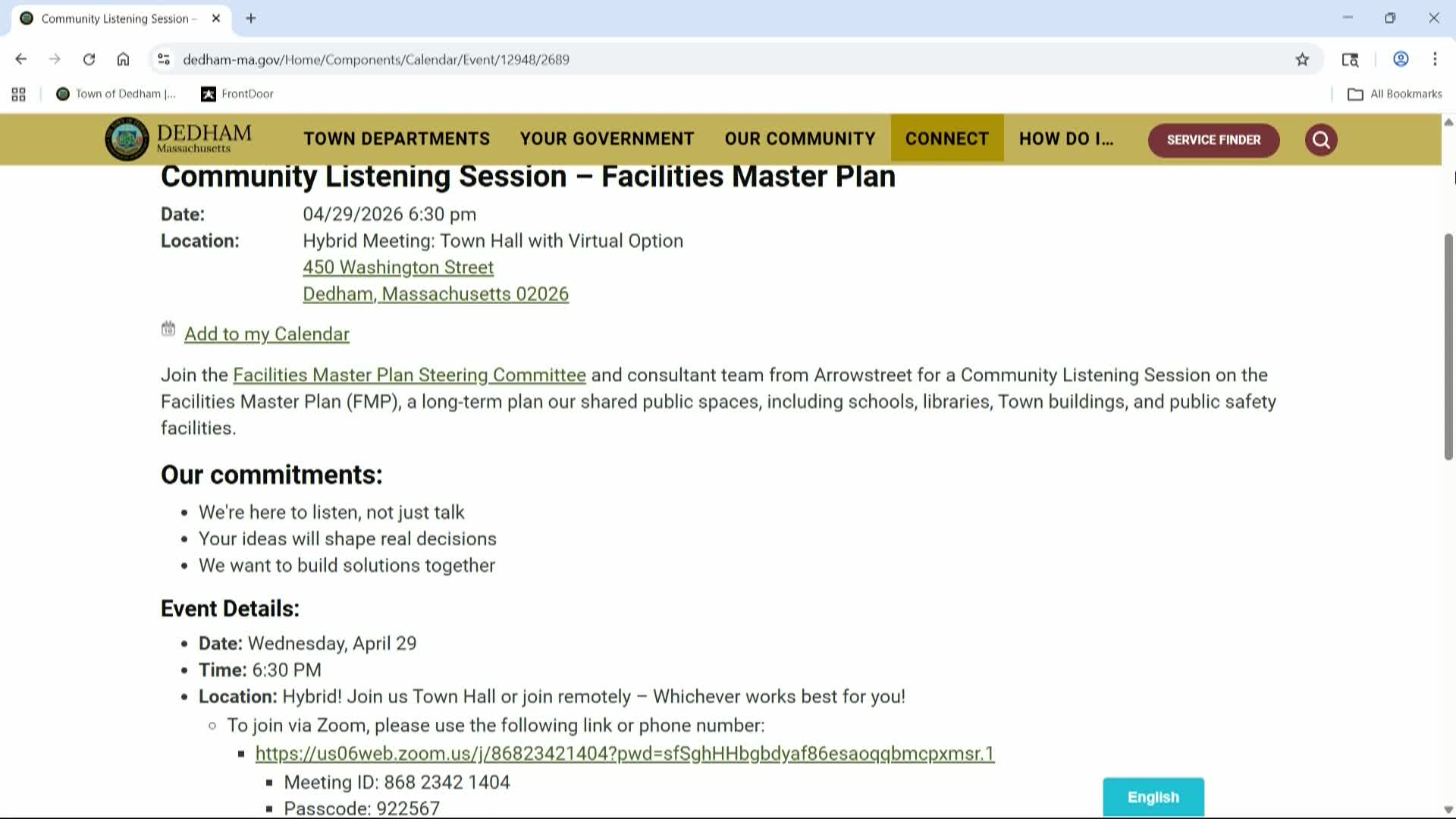 Thumbnail image for LIVE! FACILITIES MASTER PLAN LISTENING SESSION - April 29, 2026